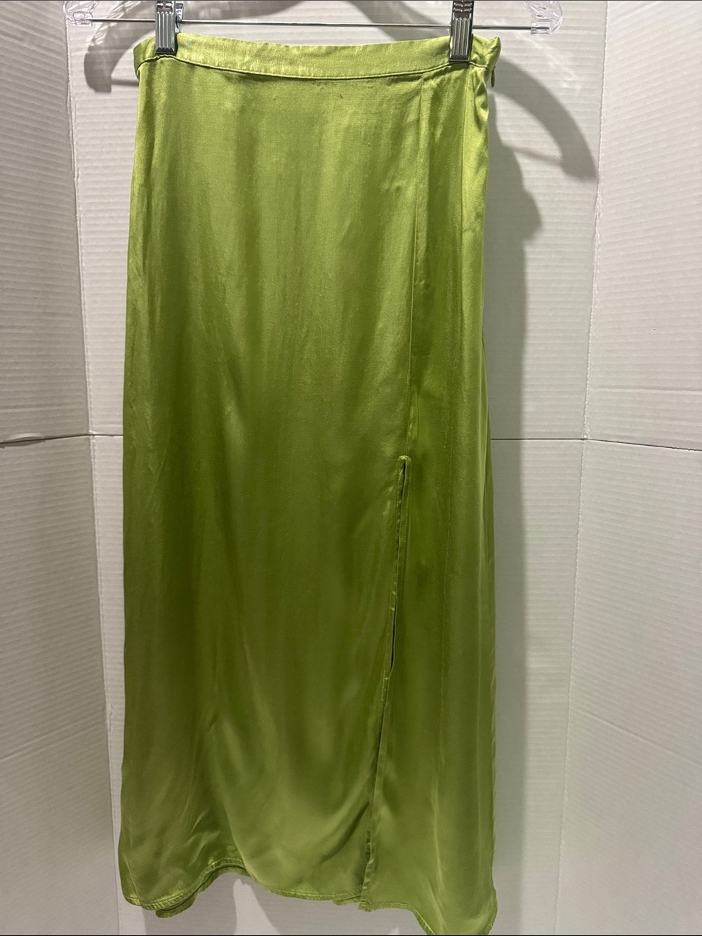 Green Lovers Satin Chartreuse Practical Magic Summer Witchy Fairy Midi Skirt